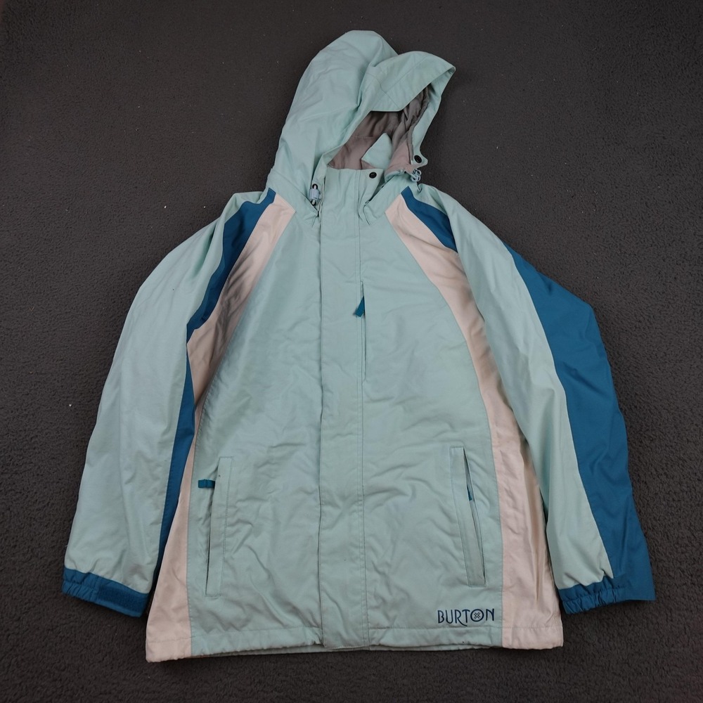Burton Ski Jacket Womens XL Blue Colorblock Hooded Insulated Coat Snowboard
